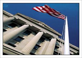 Courthouse and U.S. flag