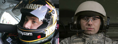 U.S. Army NASCAR driver and an U.S. Army Stryker driver