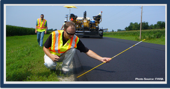 Worker Measuring angle of a Safety Edge