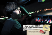 Poster: Four of every 10 teen crash deaths occur at night.