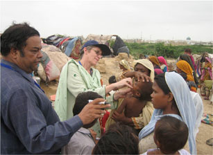 Description: Child receiving vaccination.