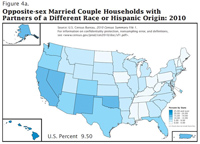 Map: Opposite-sex Married Couple Households with Partners of a Different Race or Hispanic Origin