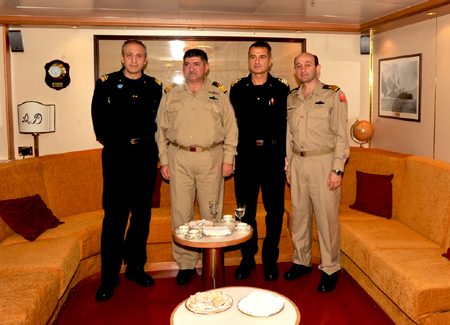 from left : CTF 508 RADM (IT Navy) Gualtiero MATTESI,  COM TMTG CAPT. (TU Navy) Murat OZENALP, ITS DORIA CO CPT. (ITN NAVY) Fabrizio CERRAI, COS TMTG CAPT. (TU NAVY) Erhan SENSOY