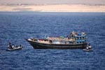 A boarding team from HNLMS Tromp disrupt a suspect pirate Dhow