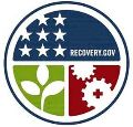 Date: 03/04/2009 Description: Recovery.gov logo with white stars on blue background, white leaves on green background, and white gears on red background. 