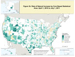 Figure 3b. Rate of Natural Increase by Core Based Statistical Area: April 1, 2010 to July 1, 2011