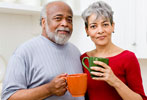 Photograph of a couple drinking coffee