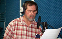 Photo of Bob Belongie working on the Community Involvement Podcast.