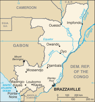 Date: 05/11/2011 Description: Map - Republic of the Congo (The World Factbook) - State Dept Image