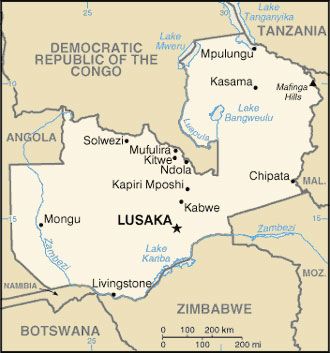 Date: 02/08/2012 Description: Map of Zambia, 2012 © CIA World Fact Book