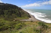 Beach, Pacific Ocean and bottom portion of Fleener Creek Watershed from the bluffs of the Lost Coast Headlands.