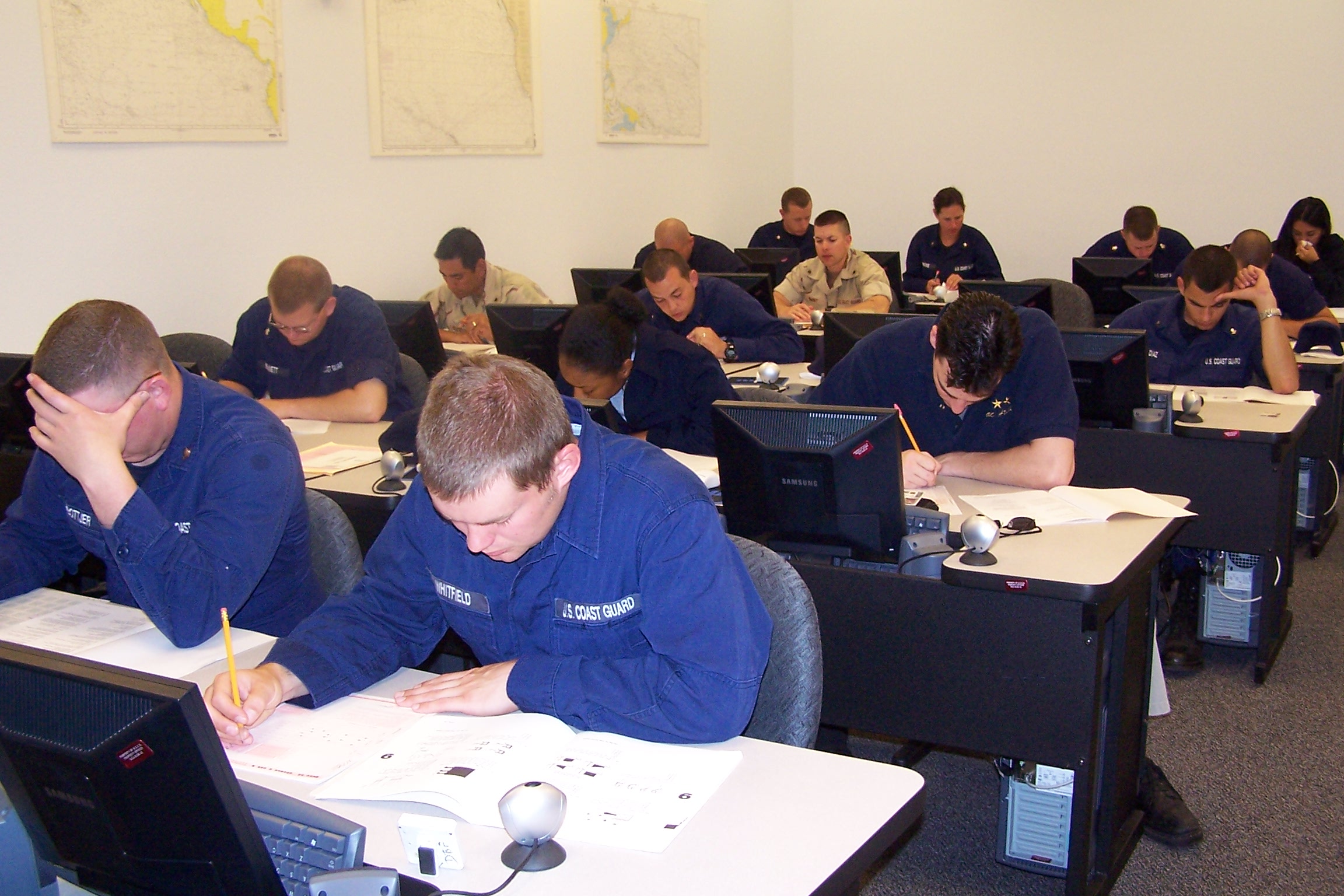 Students taking a test in Education Center classroom