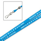 This lanyard holds keys or ID holder with school imprinted along the edge. 38 inch wide.