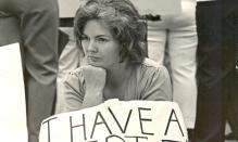 Parents picket the schools in Kanawha County, 1974.