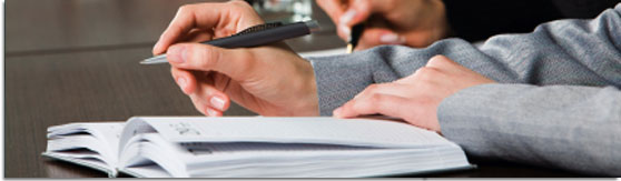 graphic banner of a woman writing in a notebook