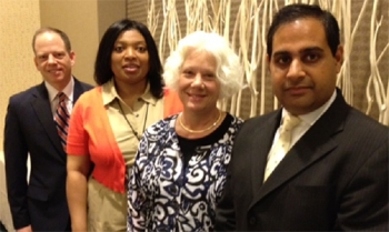 UC coordinator Forlesia Willis with DRO’s UC Showcase review panelists. From the left:  Matthew Godfrey, who just completed three terms as mayor of Ogden, UT; Ms. Willis; Denise Brown, interim executive director of Fitzsimons Redevelopment Authority; and Nishith Acharya, director of EDA’s Office of Innovation and Entrepreneurship.