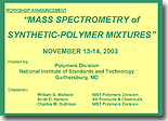 Mass Spectrometry of Synthetic Polymers Workshops Logo