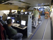 View of the main cabin during a science flight aboard SOFIA.