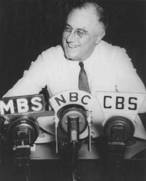 President Franklin D. Roosevelt in the Oval office at the White House, shortly before delivering a speech accepting the Democratic party's presidential nomination. Washington, DC, United States, 1940.