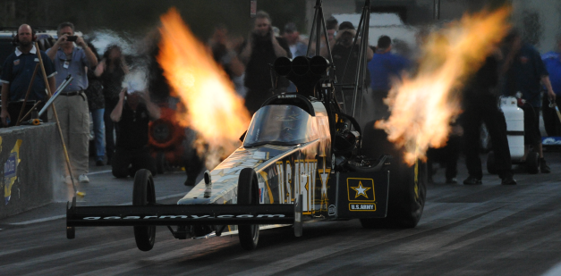 Dragster fire from engine