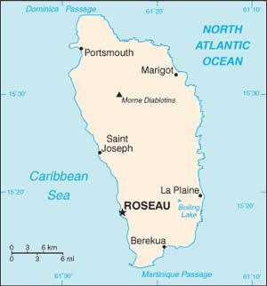 Date: 01/19/2010 Description: Map of Dominica. © CIA World Factbook