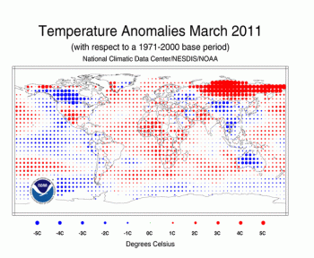 Graphic of March temperatures