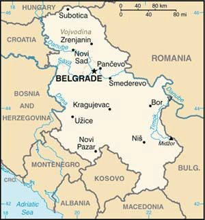 Date: 03/29/2011 Description: Map of Serbia. © CIA World Factbook