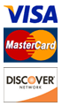 We accept Visa, Mastercard, and Discover