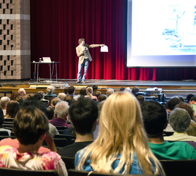 Stephen Redman lecturing at Montgomery Blair High School, Silver Spring, MD