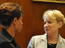 Laurie O. Robinson, Assistant Attorney General in the Office of Justice Programs speaks with Melody Barnes, Director of the White House Domestic Policy Council.