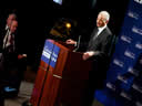 Attorney General Eric Holder at the podium addressing the attendees at the U.S. Constitution Awards dinner.