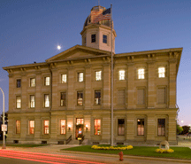 Exterior night shot of Port Huron U.S. Courthouse