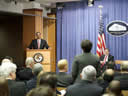 The Attorney General takes questions from the audience.