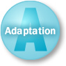 Blue circle with an A and Adaptation to designate project as an adaptation project