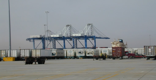 ORNL-developed tracking hardware installed on a shipping container in Charleston, South Carolina.