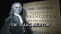 Illustration of Sir Isaac Newton and title Philosophiae Naturalis Principia Mathematica