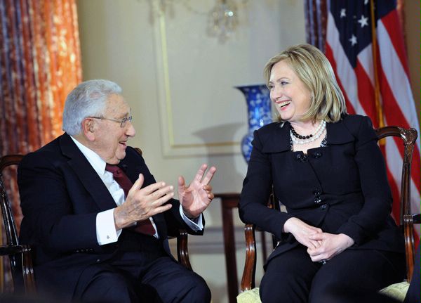 Secretary Clinton and former Secretary of State Henry Kissinger participated in the first of a series called "Conversations on Diplomacy," moderated by Charlie Rose. 