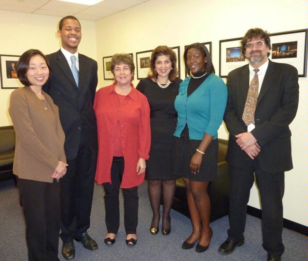 The Town Hall participants Irene Oh, E-K Umez Eroni, Special Envoy Rosenthal, Special Representative Pandith, Danica Brown, and Tad Stahnke (left to right) Jews, Muslims, and others, as part of their 2011 Hours Against Hate campaign.  