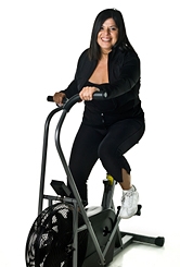 woman on exercise bike