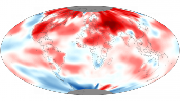 Most of the globe's land areas experienced warmer-than-average temperatures, resulting in the second-warmest April land temperature, behind 2007 (Credit: NOAA Visualization Lab)