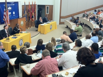 August 24, 2011 - U.S. Assistant Secretary of Commerce for Economic Development John Fernandez, Federal Co-Chairman of the Delta Regional Authority Chris Masingill and Doug O'Brien, Deputy Under Secretary for Rural Development at the U.S. Department of Agriculture, participate in White House Rural Council Roundtable in Pine Bluff, AR.