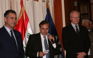 Under Secretary Sánchez (left) and U.S. Ambassador James Jeffrey (right) with interpreter