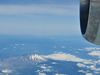 Mt. St. Helens in Washington state dominates the landscape in this view from NASA's DC-8 flying laboratory.