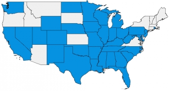 U.S. map showing 34 states passing exports records