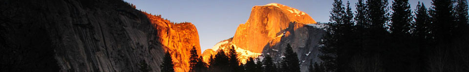 View of Half Dome and Washington Column in Yosemite Valley