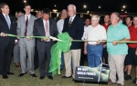 Boaz, Alabama Mayor Tim Walker, along with state representatives and community leaders, cut the ribbon for the state's solar LED light pilot project. | Photo courtesy of Lionel Green, Sand Mountain Reporter.