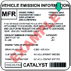 a copy of the certifcate of conformity for a vehicle