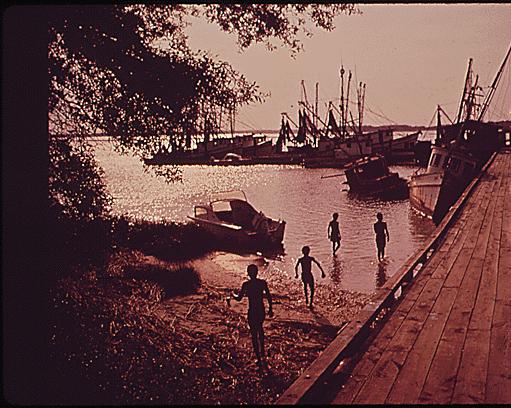 DOCUMERICA: Shrimp fleet belongs to a black-owned cooperative on Hilton Head, 05/1973 Paul Conklin (1929-2003).