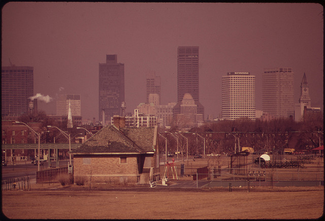 Smog over Boston - Looking North from Columbia Point Traffic Circle 3/1973 E. Halberstadt