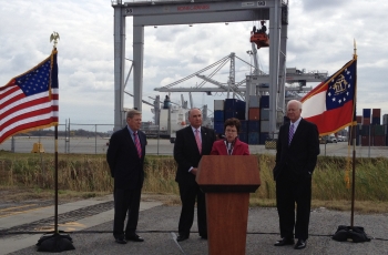 Senator Johnny Isakson, GPA Board Chairman Alec Poitevint, Acting Deputy Secretary Blank, Senator Saxby Chambliss